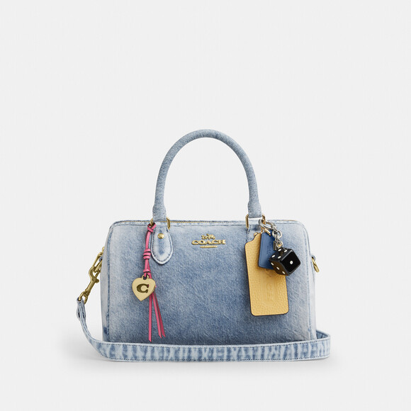 Coach Handbags - Coach medium Rowan Satchel Bag In Loved Denim With Charms